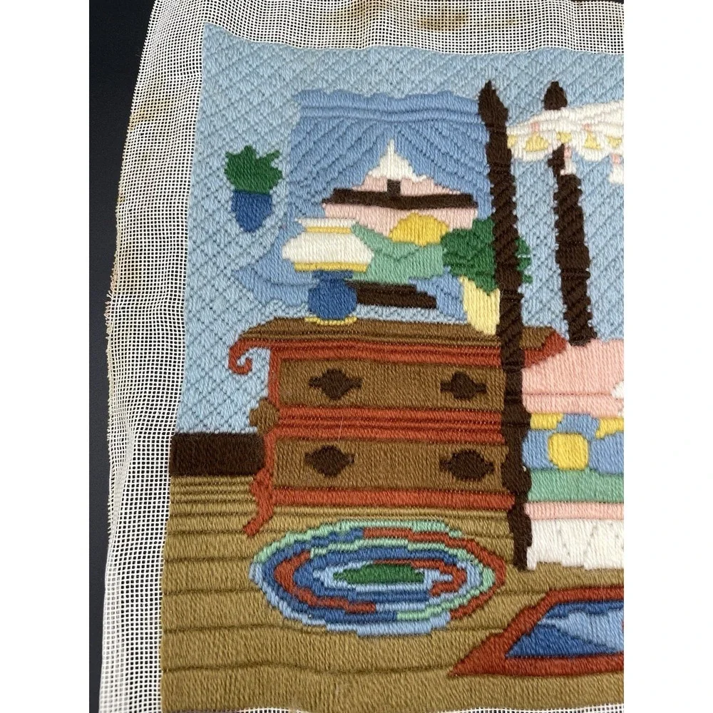 Vintage Paternayan Bedroom Yarn Art Completed Craft 12x15